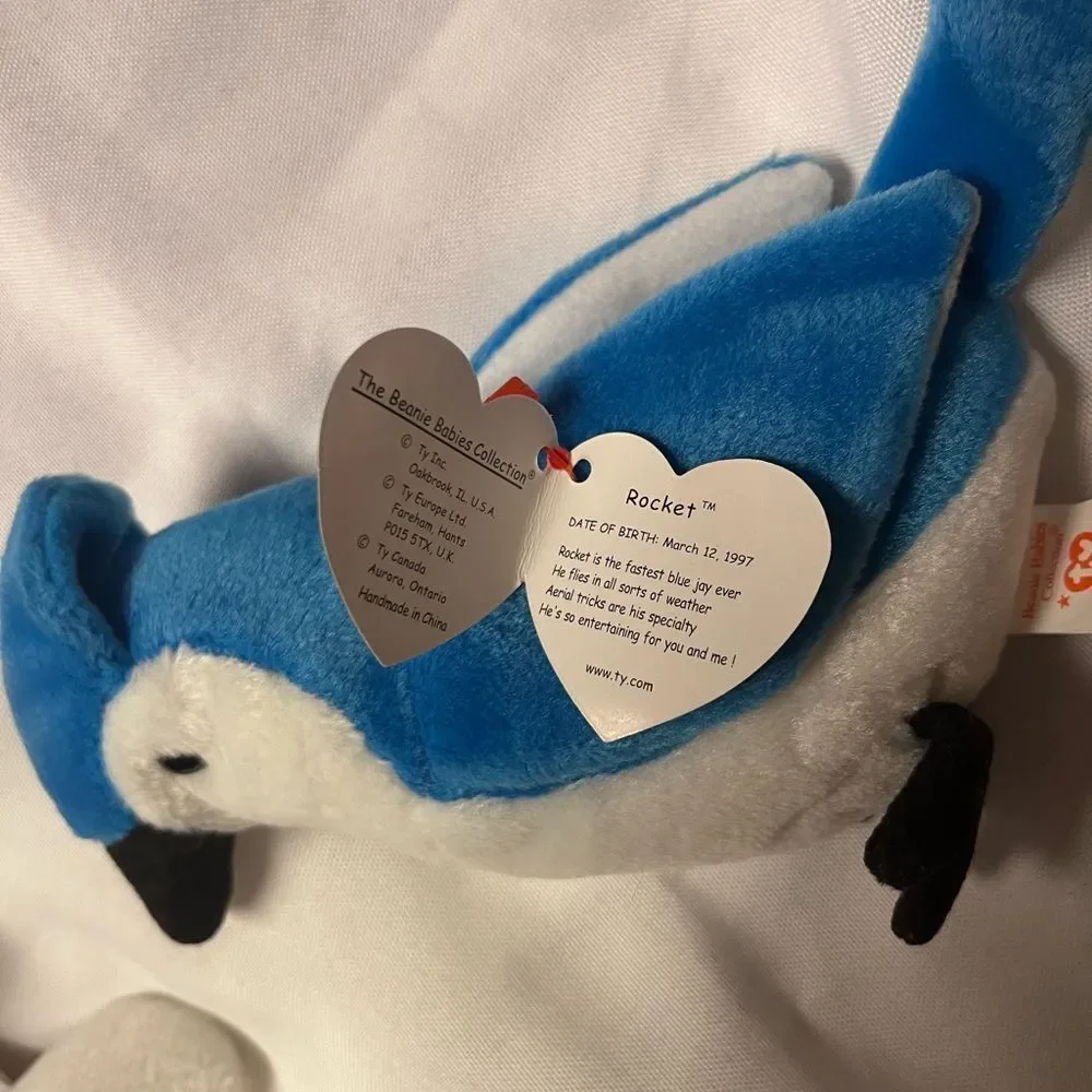 Ty Blue and White Plush Parrot